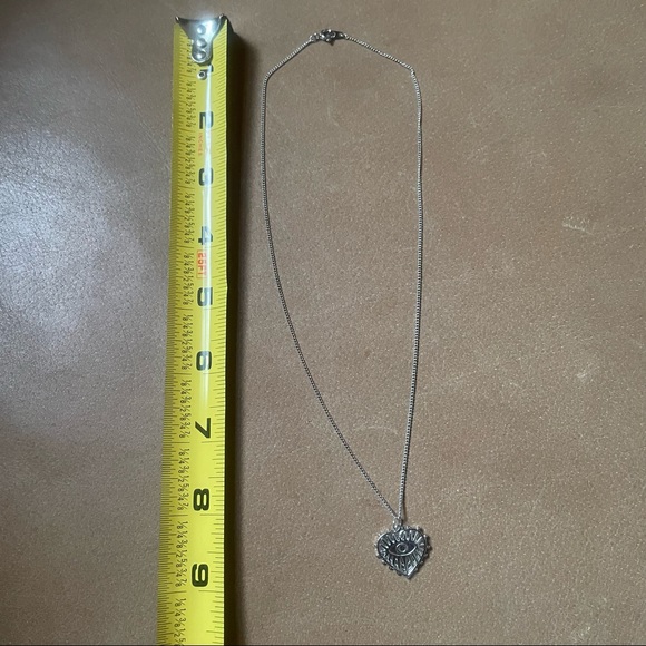 Heart Evil eye 🧿 Charm pendant necklace silver - Picture 6 of 6